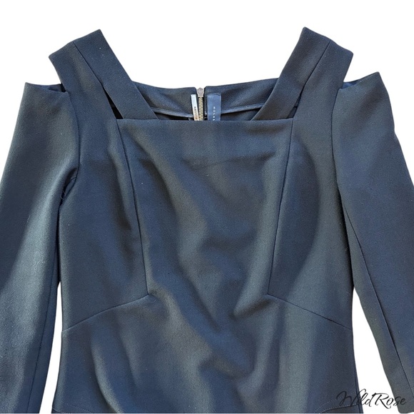ROLAND MOURET BLACK CUT OUT LONG SLEEVE MINI DRESS SZ 10 - Picture 3 of 11